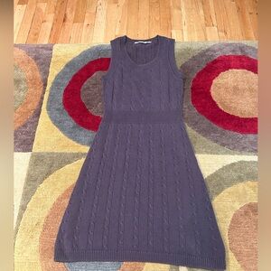 Athleta Sleeveless Cable Knit Sweater Dress Grey Dusky Purple Women’s Medium